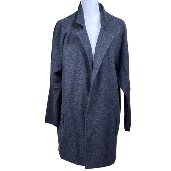 Eileen Fisher merino wool coat, black, minimalist, timeless, sustainable - Picture 1 of 6